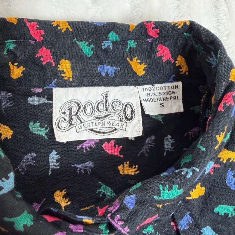 Vintage Rodeo Western Wear Women's Small Cropped Print Blouse 100% Cotton - Picture 10 of 15